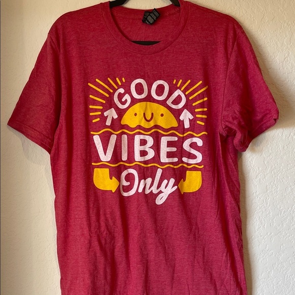 Anvil Other - Red Tee with 'Good Vibes Only' Print